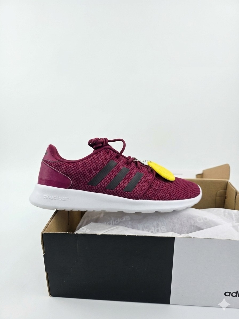 adidas Maroon Cloud Foam Mesh Runner with Black Stripes